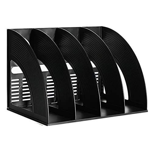 Test Elezeal Porte-documents A4 pour magazines, dossiers, classeurs, organiseurs de bureau, compartiments, boîte à papier, serre-livres pour le bureau, la maison et les étagères de rangement (noir, 4