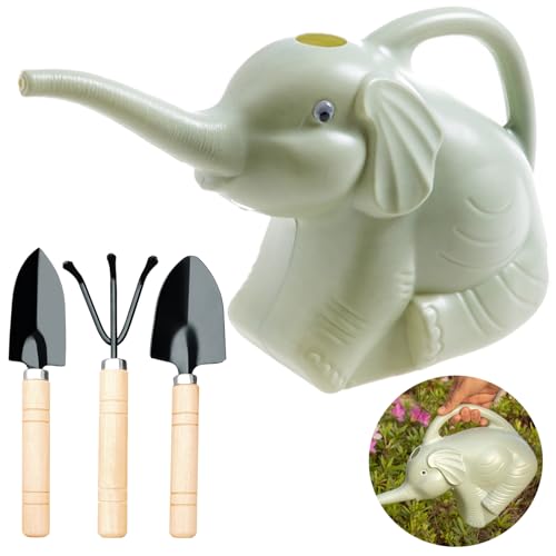 Arrosoir Éléphant Pot de Fleur 2L Arrosoir Éléphant Créatif Elephant Arrosoir avec Trois Outils Desserrés pour Plantation Meilleur Guide Achat Décoration Maison Vert