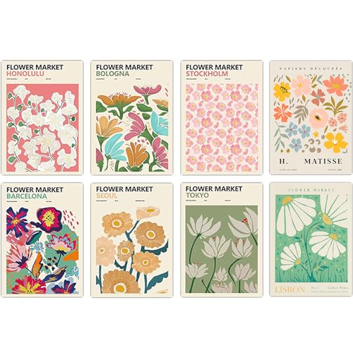 BDSHUNBF 8 Pièces Posters Floraux Élégants Sans Cadre 21 x 30 cm : Guide D’achat & Avis Vintage Art Murale Salon Decoration Room Aesthetic