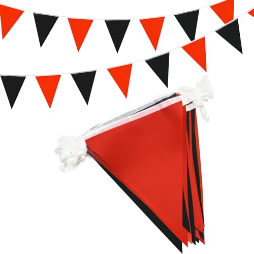 Meilleurs Décoration de fête de bannière de banderole noire et rouge, fanion imperméable de 20 M 52 pièces pour les décorations de maison de jardin de fête de mariage d’anniversaire d’intérieur et d’extérieur : Guide d’achat 2023