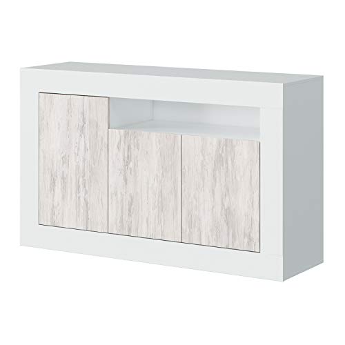 LOUNGITUDE – Buffet Moderne 3 Portes 1 étagère L144 cm – Blanc : Guide D’achat & Test Ultimate