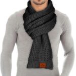 Loowoko echarpe homme femme hiver, Écharpe à Gaufre en forme classique, Automne Hiver Echarpe en Tricot Tricoté Chauds Épaisses Longues,Cadeau de Noël Noir : Guide d’Achat 2023