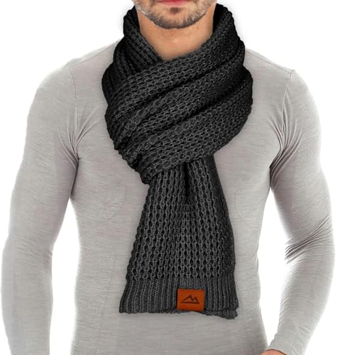 Loowoko echarpe homme femme hiver, Écharpe à Gaufre en forme classique, Automne Hiver Echarpe en Tricot Tricoté Chauds Épaisses Longues,Cadeau de Noël Noir : Guide d’Achat 2023