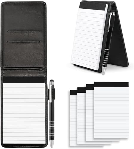 Mini Bloc Notes de Poche A7 14 x 8.5cm Cuir PU avec Stylo et 4 Remplacements : Guide d’Achats École Bureau