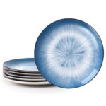 Meilleurs NUTRIUPS 26.5cm Assiettes Plates Lot de 6, 10.5 » Assiettes Plates en Porcelaine, Assiette Plates en Céramique, Convient à Micro-ondes et Lave-vaisselle (Bleu) : Guide d’Achat Incontournable