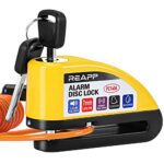 REAPP Antivol Moto Bloc Disque Alarme 110db Haute Sécurité avec 1.5m Câble Rappel & 6 Piles de Rechange : Le Meilleur Choix pour Moto, Vélo, Vespa et Moped 2023