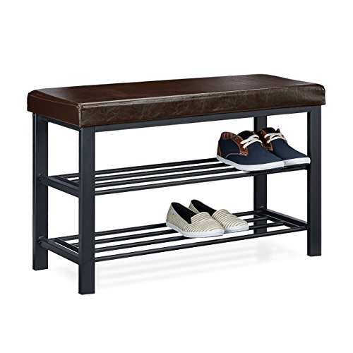 Relaxdays Banc de rangement à chaussures, pour 6-8 paires, meuble en similicuir, 2 niveaux, HxlxP 49 x 81 x 31 cm, brun : Le Meilleur Choix 2023 ?