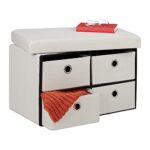 Relaxdays Banquette de Rangement Pliable 4 tiroirs HxLxP:39x60x38cm Crème : Guide Achat Optimal