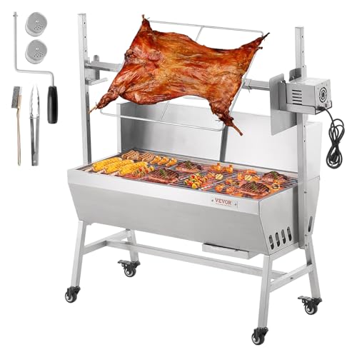 Test VEVOR Barbecue à Charbon avec Tournebroche Électrique 42 W Charge 61 kg, Rôtissoire Barbecue 94,4 cm, en Inox, avec Pare-Brise et Roues Verrouillables, pour Rôtir Agneau Porcelet Poulet Camping : Meilleur Achat 2023