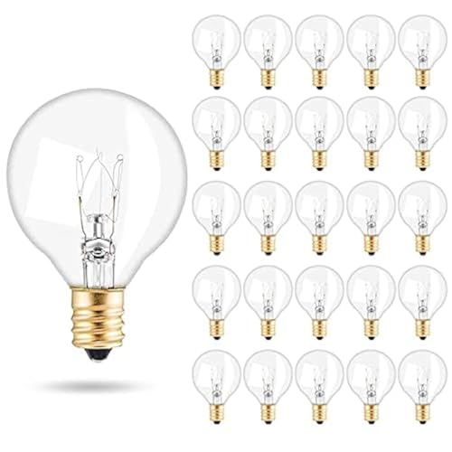 Weskjer Ampoules de Remplacement G40, 25 PCS E12 Ampoules en Verre Globe G40 7W Extérieure Blanc Chaud IP44 Résistance à l’eau Guide d’Achat Fête à la Maison