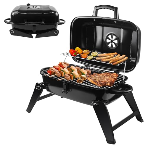 Kisidus Barbecue Charbon de Bois Pliable avec Couvercle Grille BBQ Party Portable pour Balcon Camping – en Émail Noir : Guide d’Achats Éclairés 2023