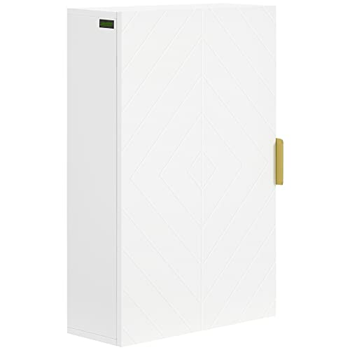Kleankin Armoire Murale de Salle de Bain – Meuble de Rangement avec Étagère Réglable dim. 40L x 15L x 60H cm Blanc : Guide d’Achats Essential !